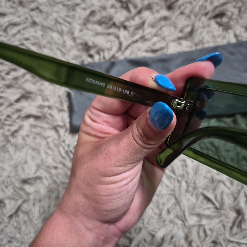 Square Sunglasses Green Transparent Summer Spring Fall Festival Vacation Resort - Picture 8 of 9